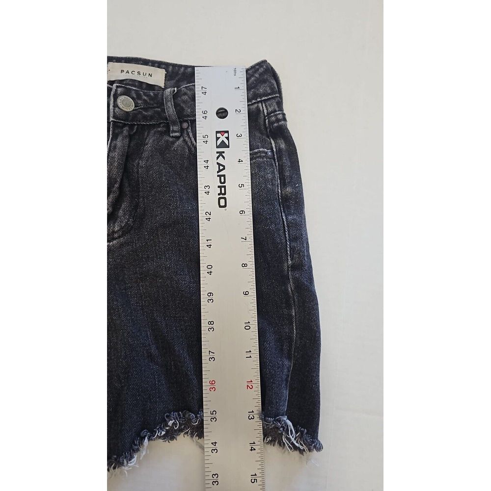 Pacsun Shorts Womens 22 Black‎ Mom Cut Off Altered Dark Wash Denim - Picture 3 of 6